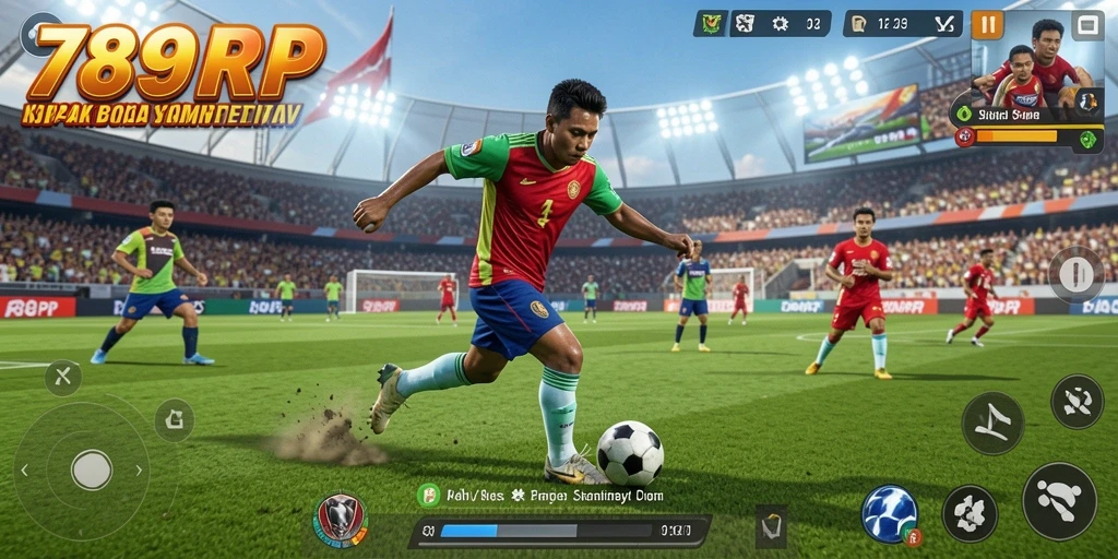 Tampilan gameplay seru dalam permainan sepak bola 789RP.