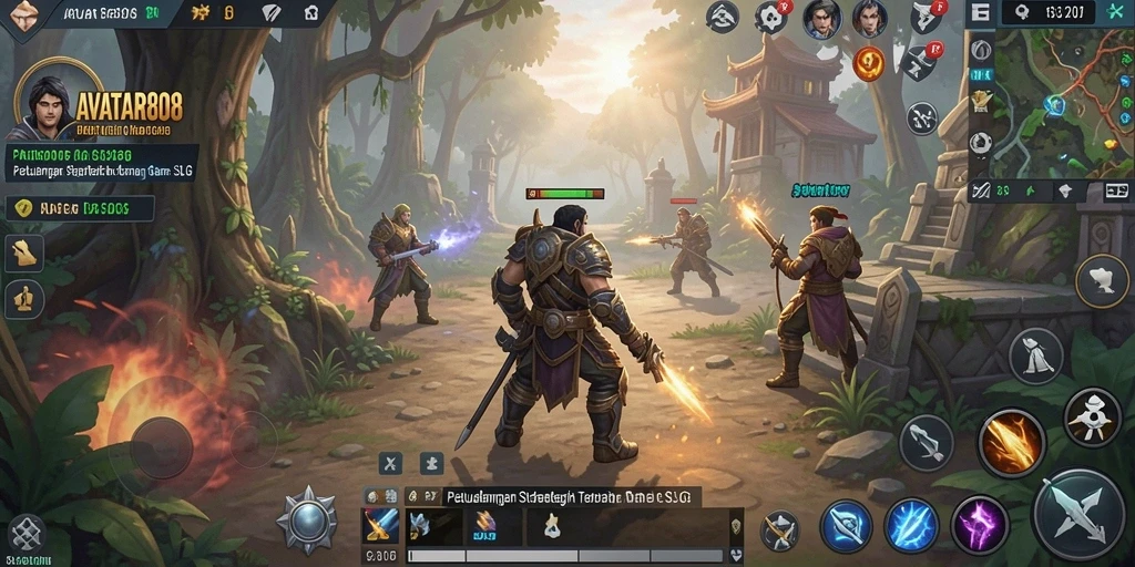 Tampilan gameplay epik dalam AVATAR808 yang menampilkan strategi SLG.