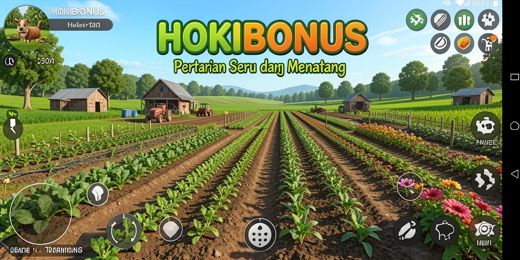 Tampilan gameplay menarik di HOKIBONUS dengan aktivitas bertani.