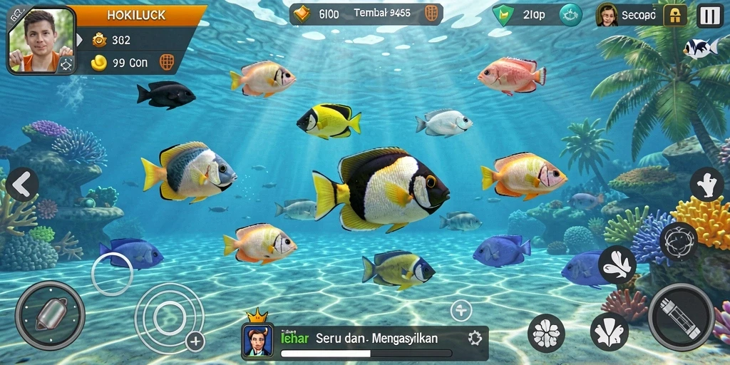 Screenshot HOKILUCK menampilkan aksi menembak ikan yang seru.