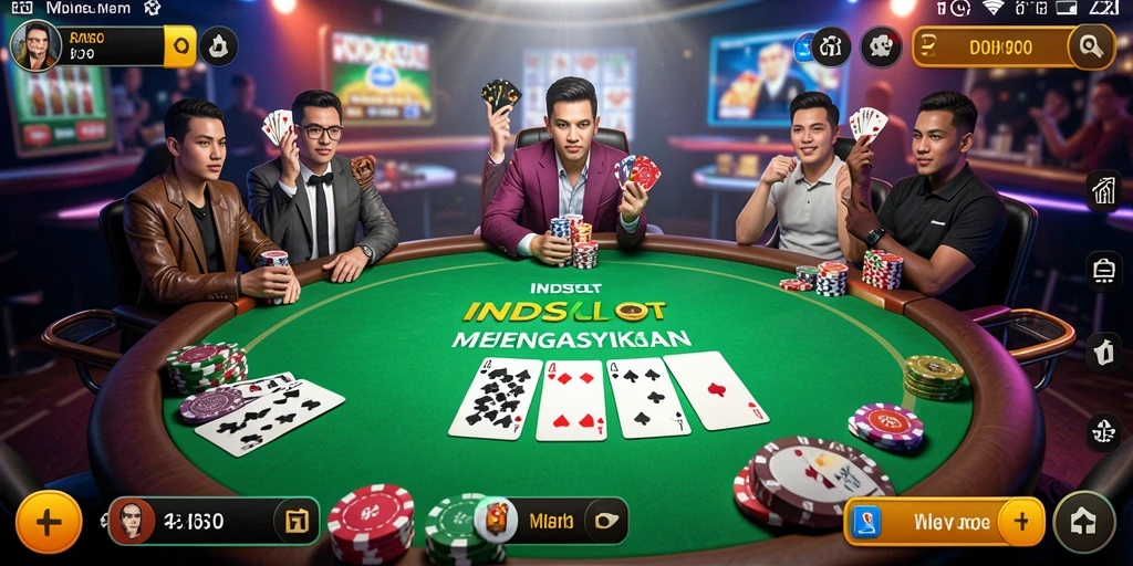 Tampilan menarik dari gameplay Poker di INDSLOT.