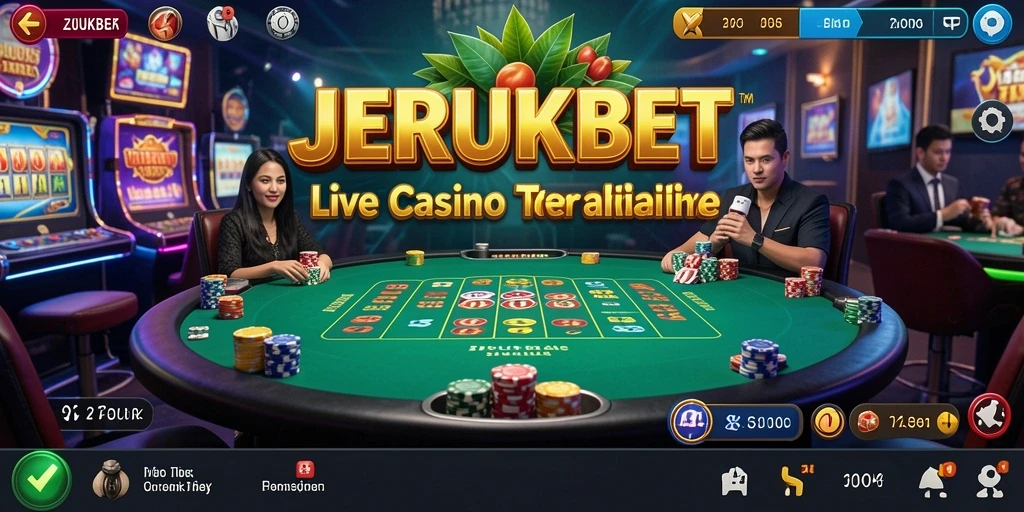 Tampilan utama JERUKBET dengan dealer langsung di Live Casino.