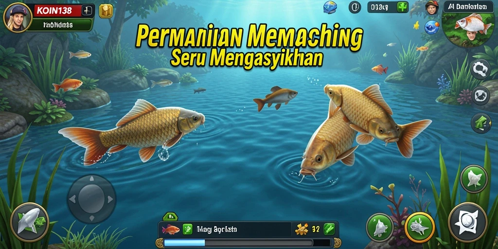 Tampilan gameplay KOIN138 yang menarik dan menegangkan saat memancing.