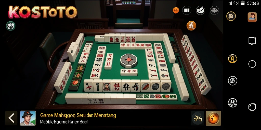 Tangkapan layar KOSTOTO menampilkan gameplay Mahjong yang seru dan interaktif.
