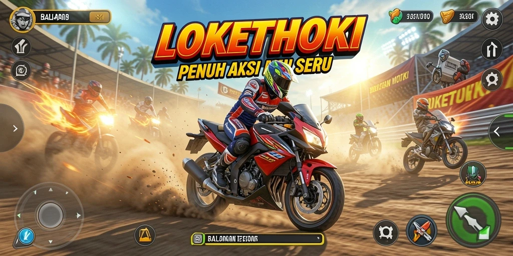 Gameplay menarik di LOKETHOKI dengan balapan motor yang mendebarkan.