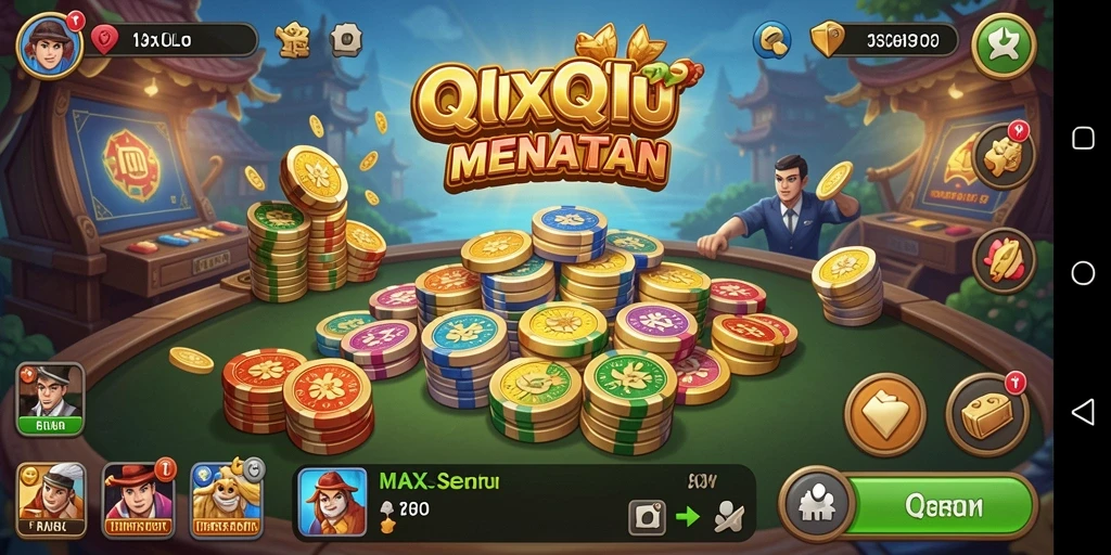 Tampilan gameplay QiuQiu yang menarik dan kompetitif.