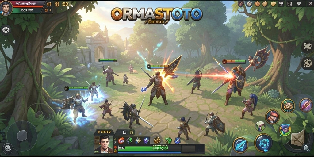 Screenshot gameplay ORMASTOTO yang menampilkan pertempuran strategi yang intens.