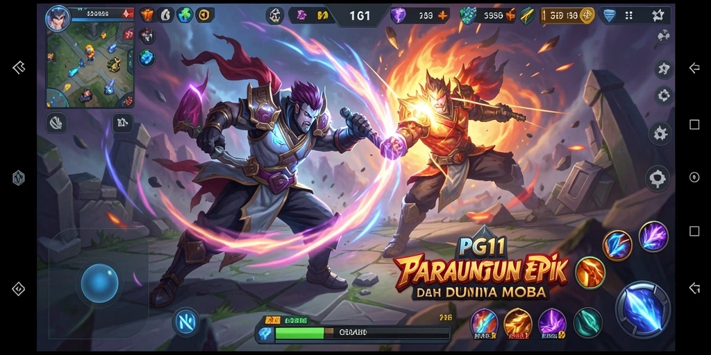 Screenshot PG11 menampilkan pertempuran seru antar karakter MOBA.