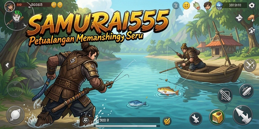 Tampilan gameplay SAMURAI555 yang menampilkan aksi memancing yang seru.