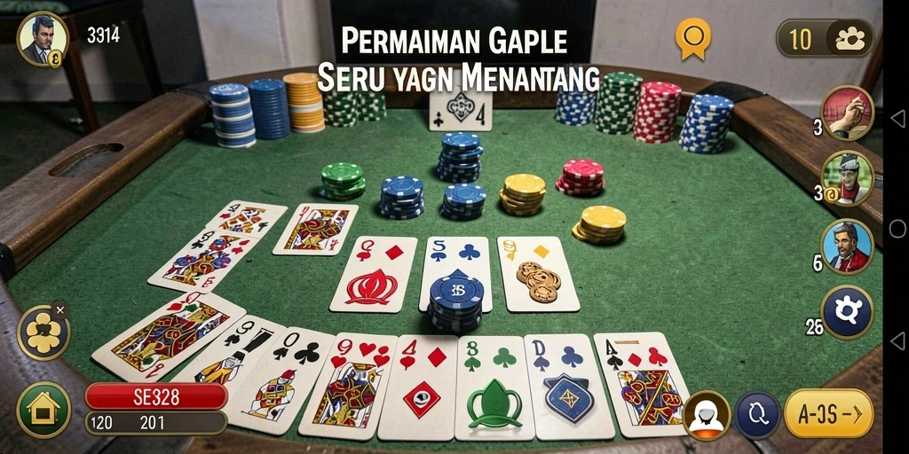 Screenshot SE328 menampilkan pemain yang fokus dalam permainan Gaple.