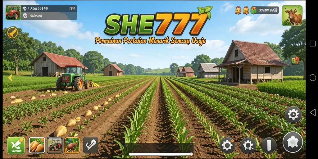 Tampilan gameplay SHE777 yang menawan dengan kebun yang subur.