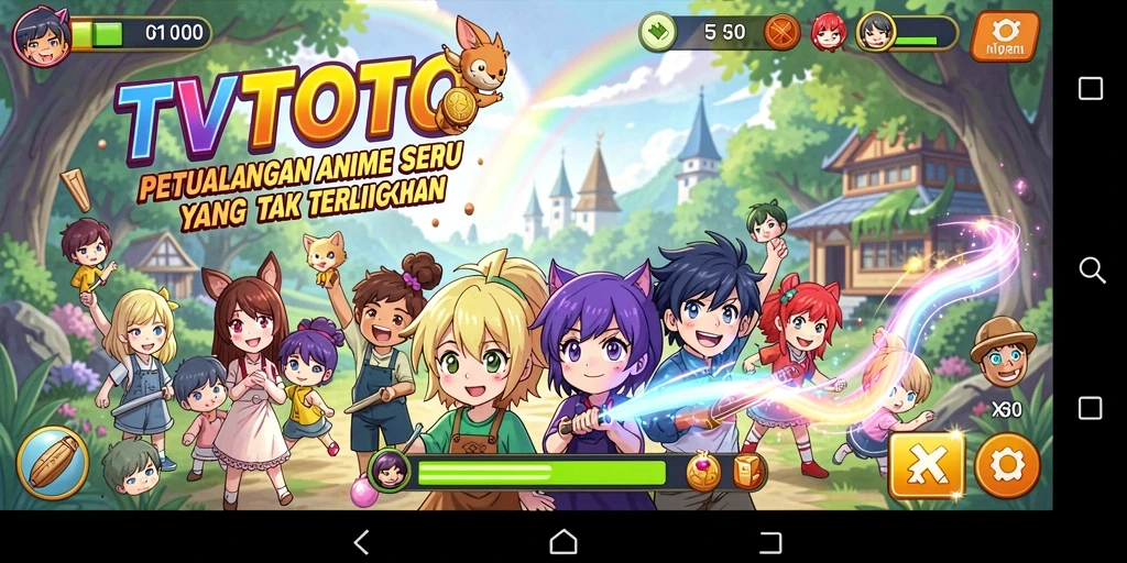 Tampilan gameplay menarik dari TVTOTO yang penuh warna dan aksi.