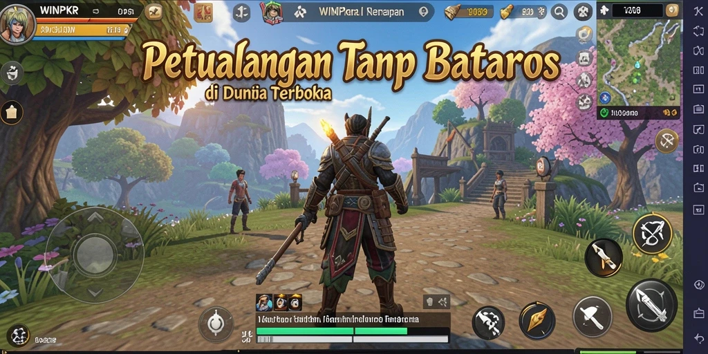 Screenshot gameplay WINPKR menampilkan dunia terbuka yang luas dan interaktif.
