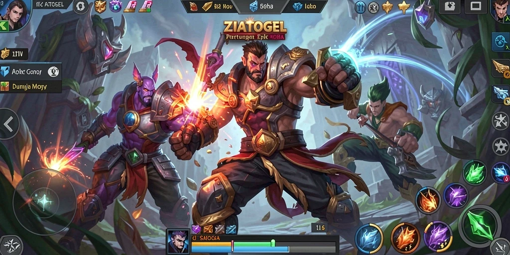 Tampilan seru gameplay ZIATOGEL di dunia MOBA.